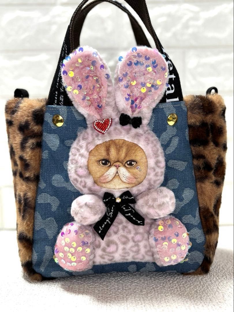 さ*ー様 コヤンイサムチョン　ハンドメイド　ミニファートートバッグ　ヒョウ柄　う ゆ*ら様 コヤンイサムチョン☆横長トートバッグ ヒョウ柄＆ボアキルト