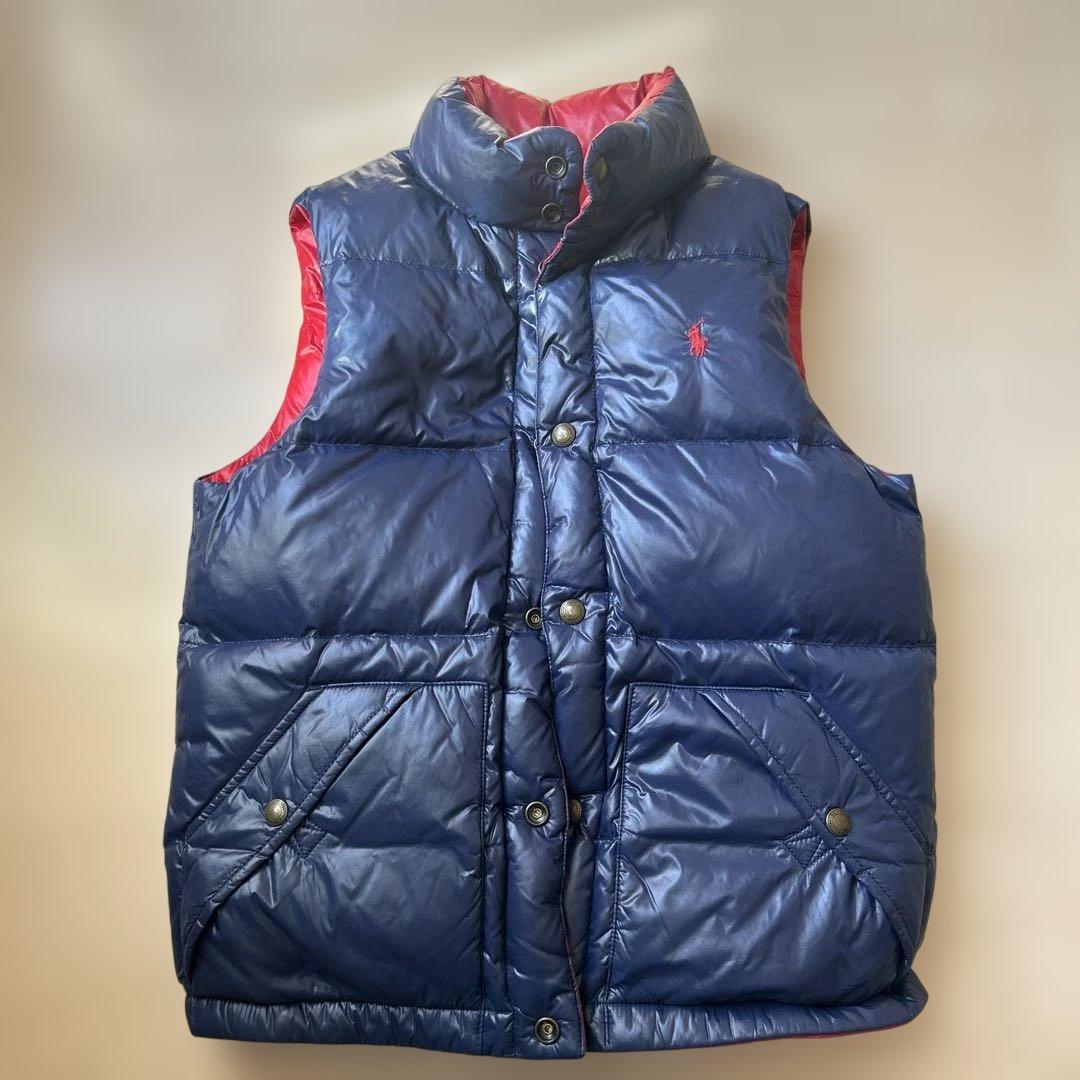 Polo Ralph Lauren ダウンベスト ネイビー/レッド - メルカリ
