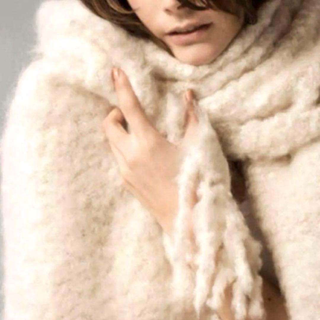 【最終値下げ価格】ASAUCE MELER キッドモヘア 大判ストール ASAUCE MELER（アソースメレ） *ウール大判ストール*毛ライトイエロー