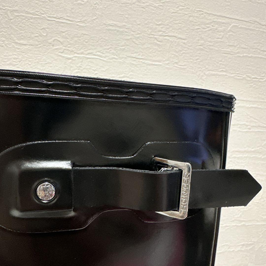 ✳️ HUNTER ハンター ブラック　エナメル　ロングブーツ 24.5cm