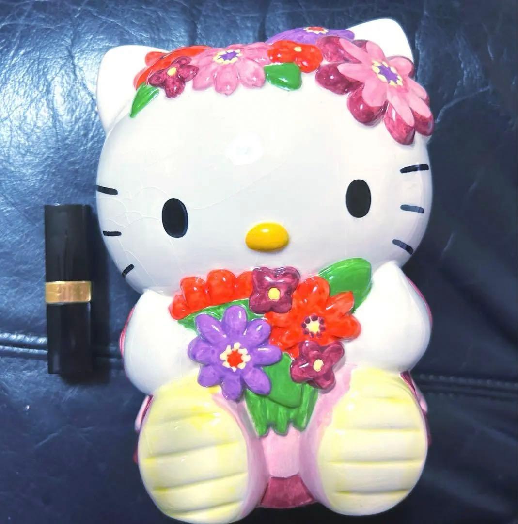 希少♥️ハローキティ Kitty 限定 陶器 貯金箱 ♥️ 花 ピンク 平成