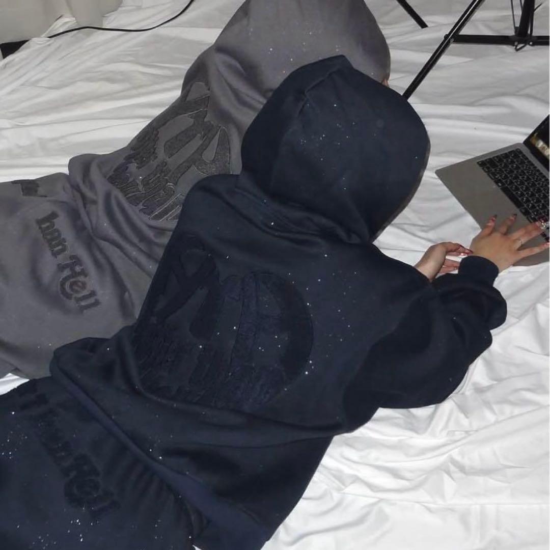 HTH ラメ グリッター スウェット 上下 セットアップ ネイビー - メルカリ