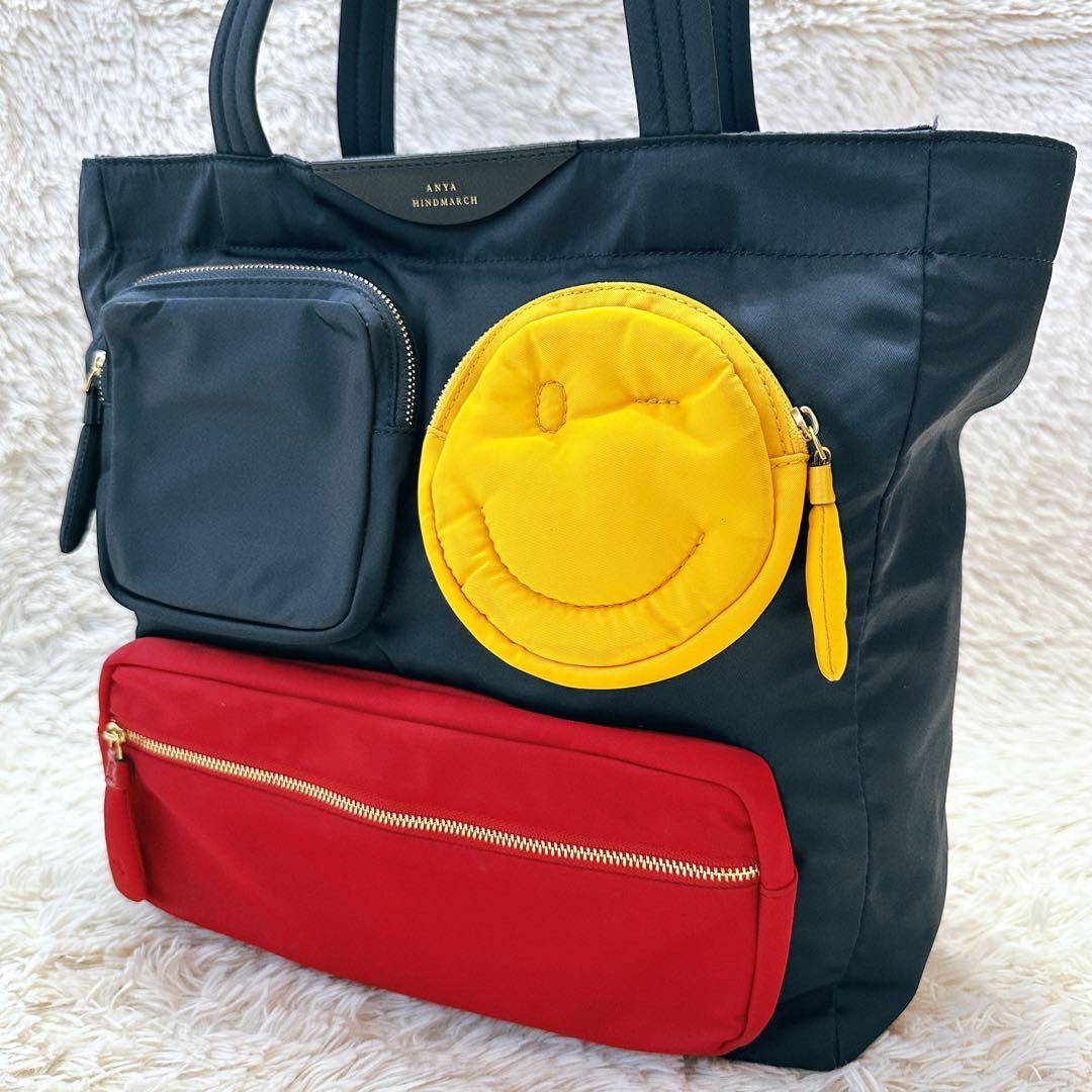 美品】アニヤハインドマーチ スマイリー トートバッグ ナイロン マルチ