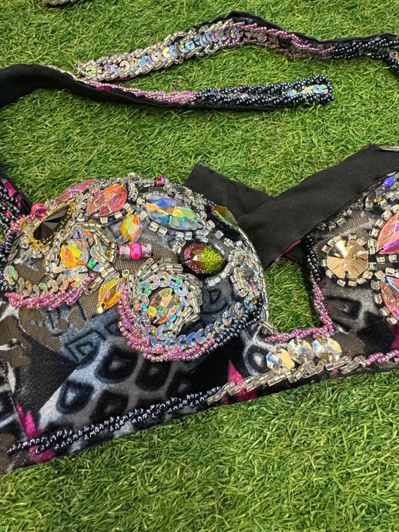 fig】ベリーダンス衣装 ブラ・ベルト（ターバン付）