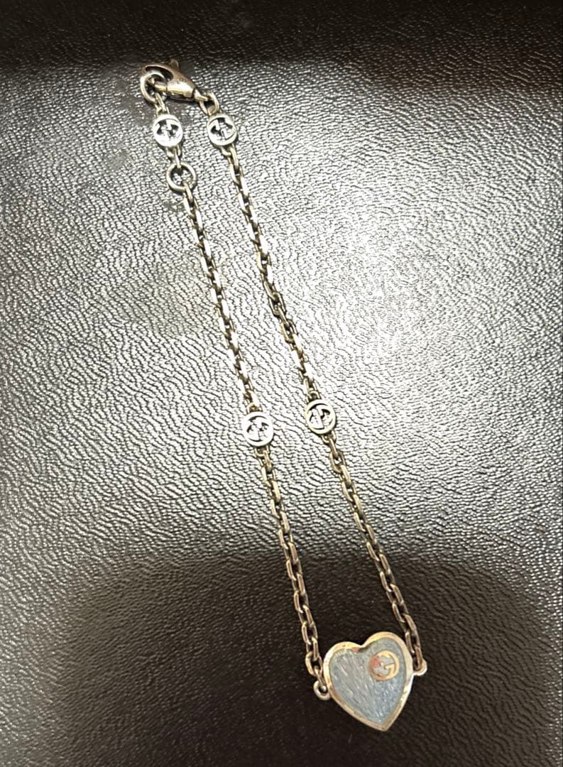 GUCCI インターロッキングG ハートブレスレット ブルー　925 シルバー グッチ ネックレス レディース インターロッキングG ハート GG ブルー