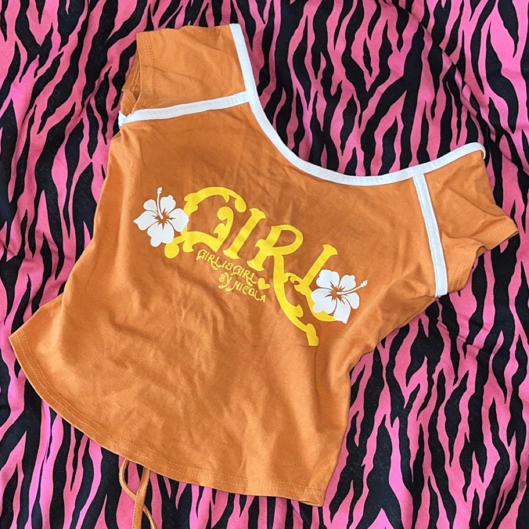 y2k ハイビスカス 平成ギャル 背中空き Tシャツ - メルカリ