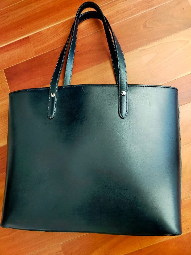 ショップ 万双 トートバッグ ブライドルレザー ネイビー