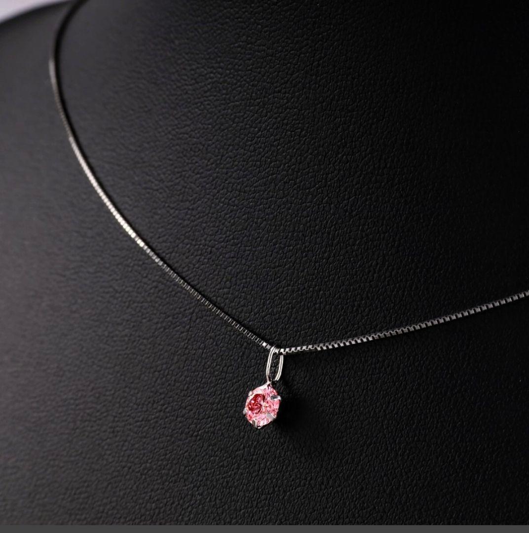 新品未使用品☆ラボグロウンピンクダイヤ☆Ptネックレス☆0.410ct☆VS−1