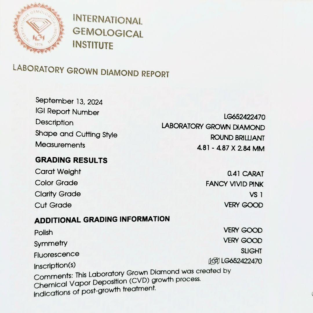 新品未使用品☆ラボグロウンピンクダイヤ☆Ptネックレス☆0.410ct☆VS−1