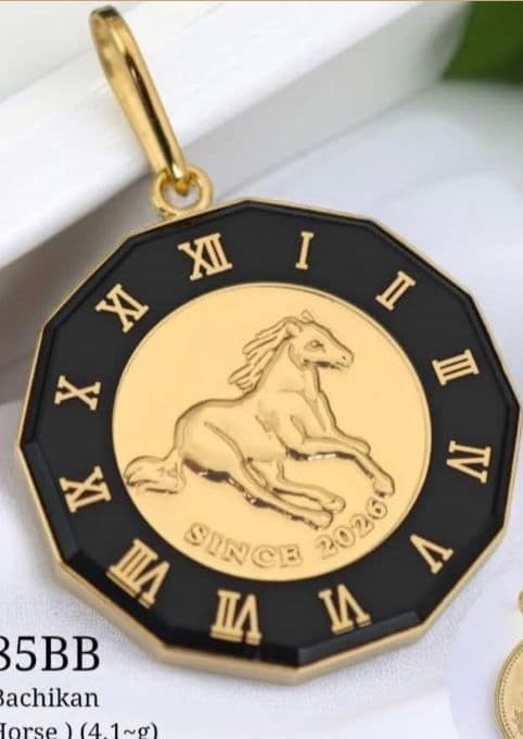 K18 YG ILLUSION GLASS PENDANT HORSE. - メルカリ