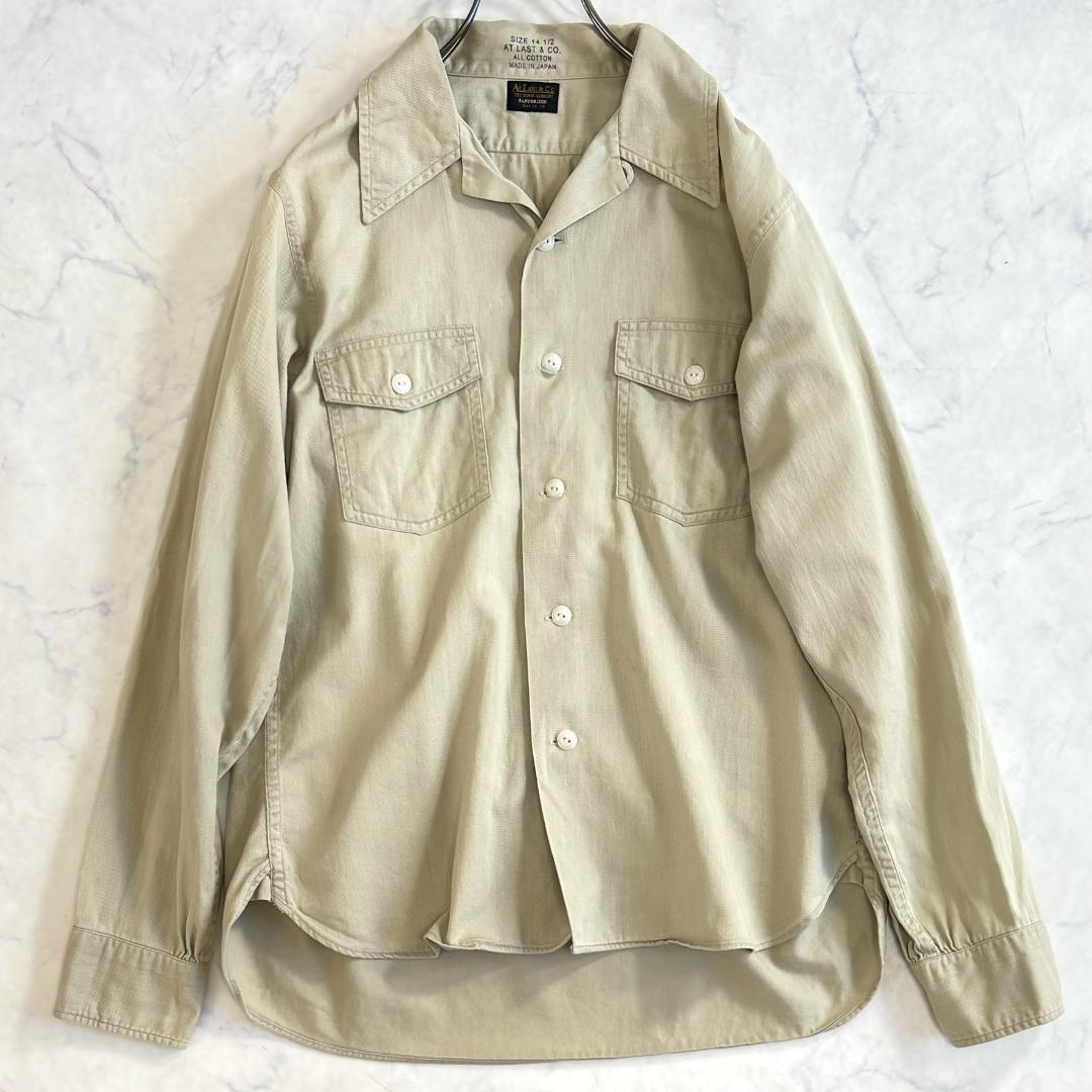 アットラスト AtLast ワークシャツ 長袖 ベージュ 14 1/2 tz4 ATLAST ＆ CO(アットラスト) WORK SHIRTワークシャツ ブラウン サイズ