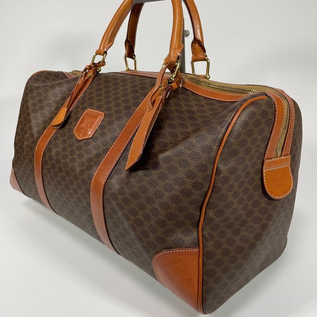 大容量】CELINE セリーヌ ボストンバッグ マカダム柄 南京錠&鍵付き