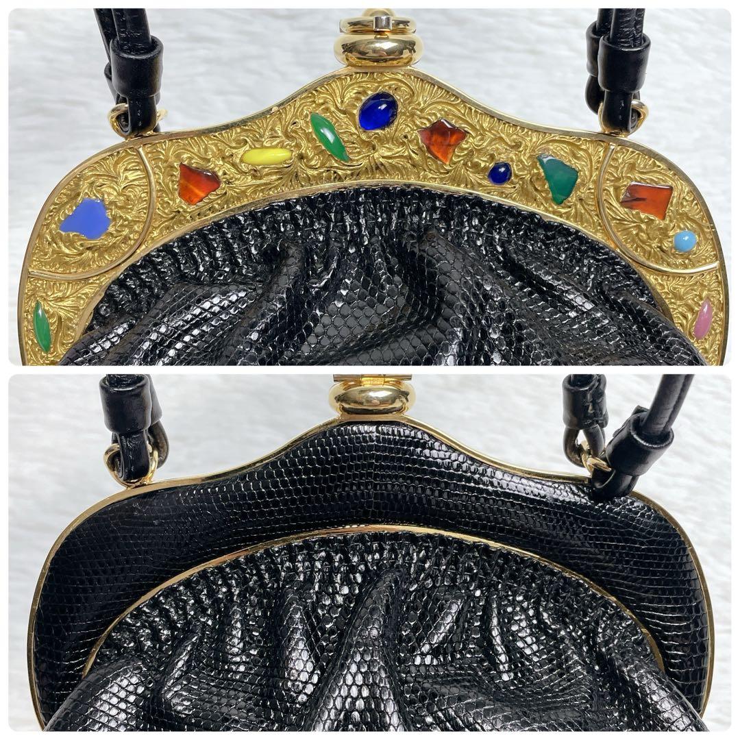 美品✨HAMANO ハンドバッグ リザード サンピエトロ がま口 濱野皮革