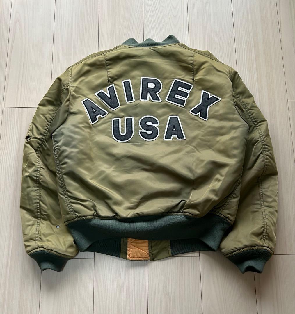 AVIREX 90s フライトジャケット MA-1 コマーシャルロゴ カーキ