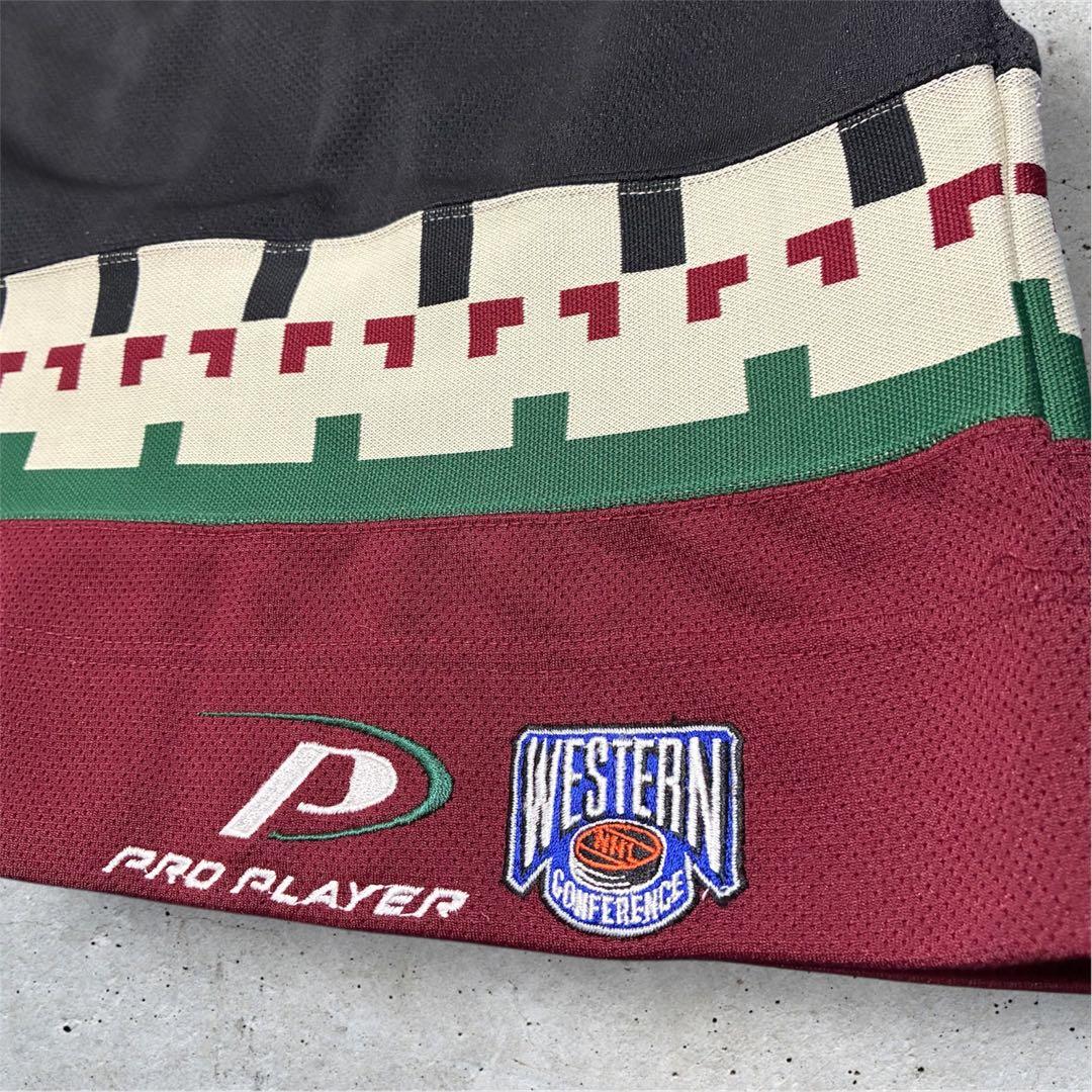 レア90s☆スターター☆NHLアリゾナコヨーテズ刺繍ホッケーシャツXL黒