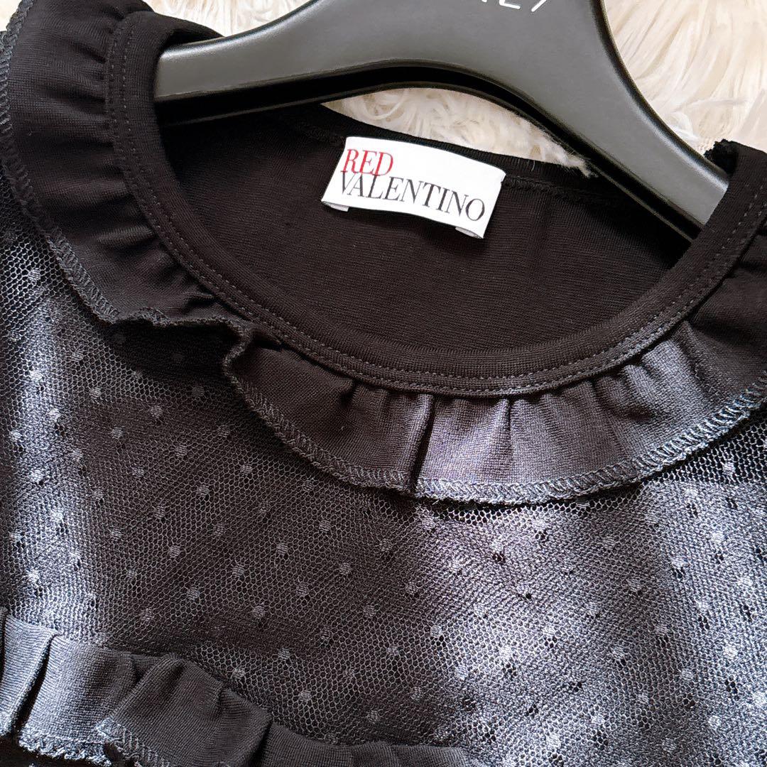美品♡ レッドヴァレンティノ フリル ドット シースルー ノースリーブ