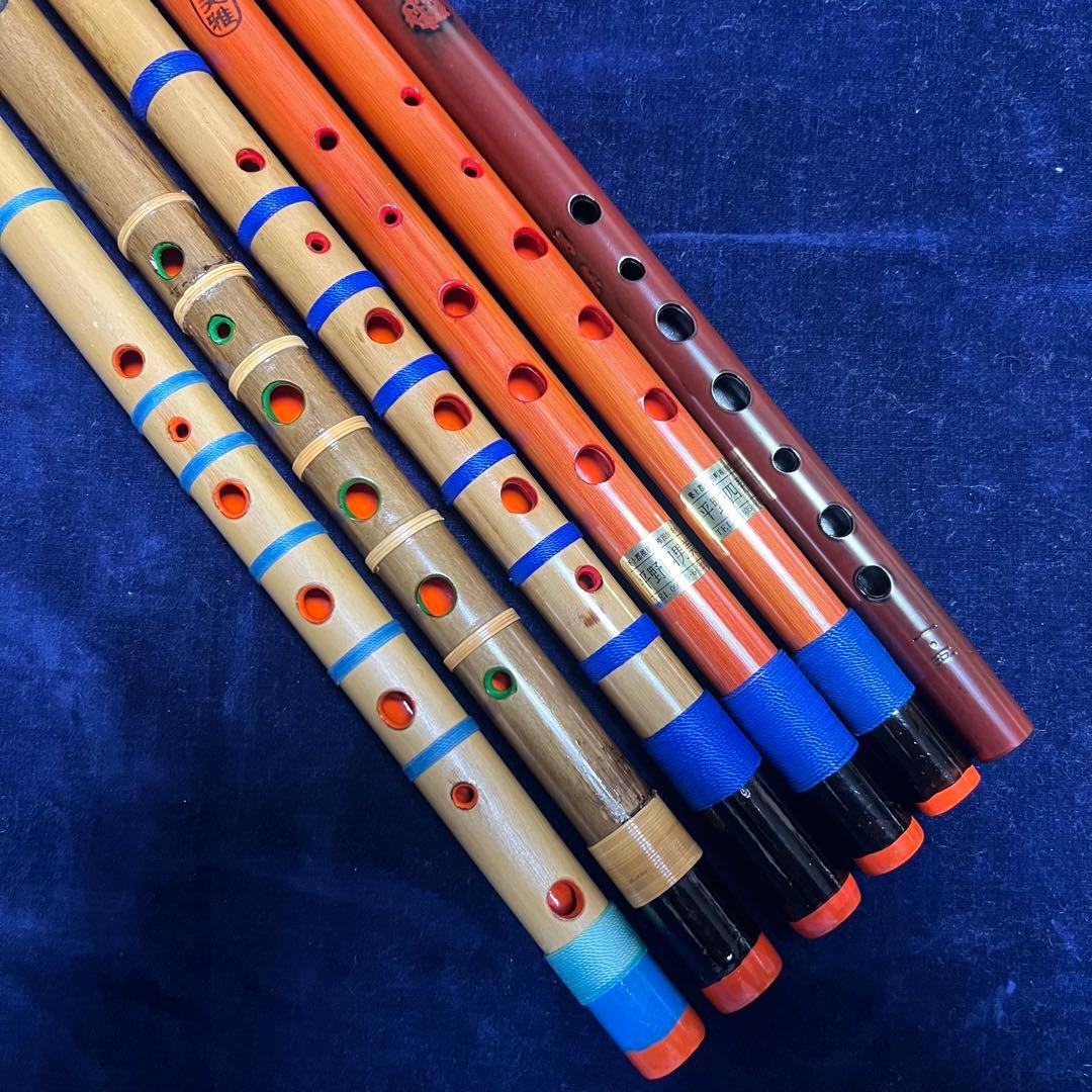 天雅笛 各種5本、蝴蝶篠笛 ロツレチ笛1尺5寸管 1本 合計6本まとめ