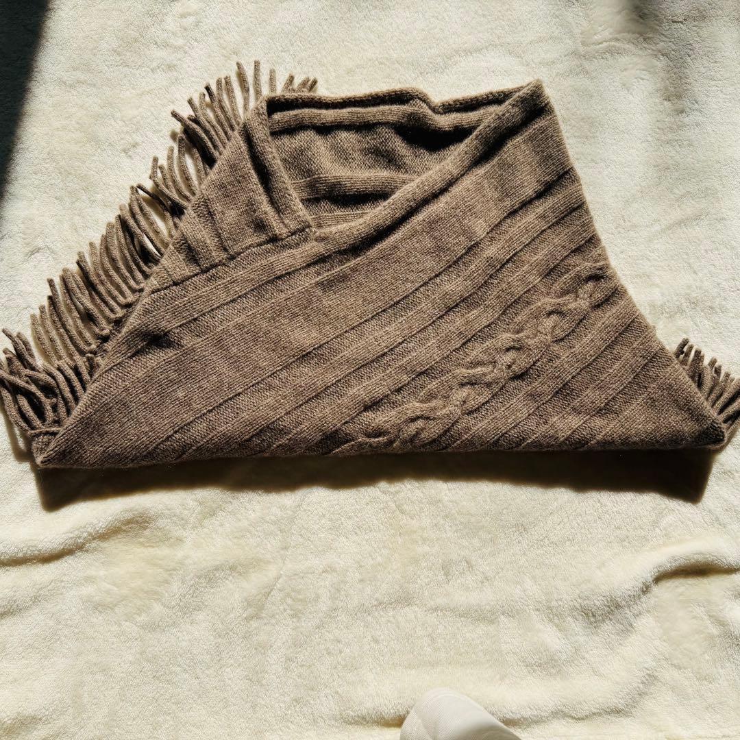 内モンゴル産 ヤクカシミヤ 100 ニット ポンチョ フリンジ付き