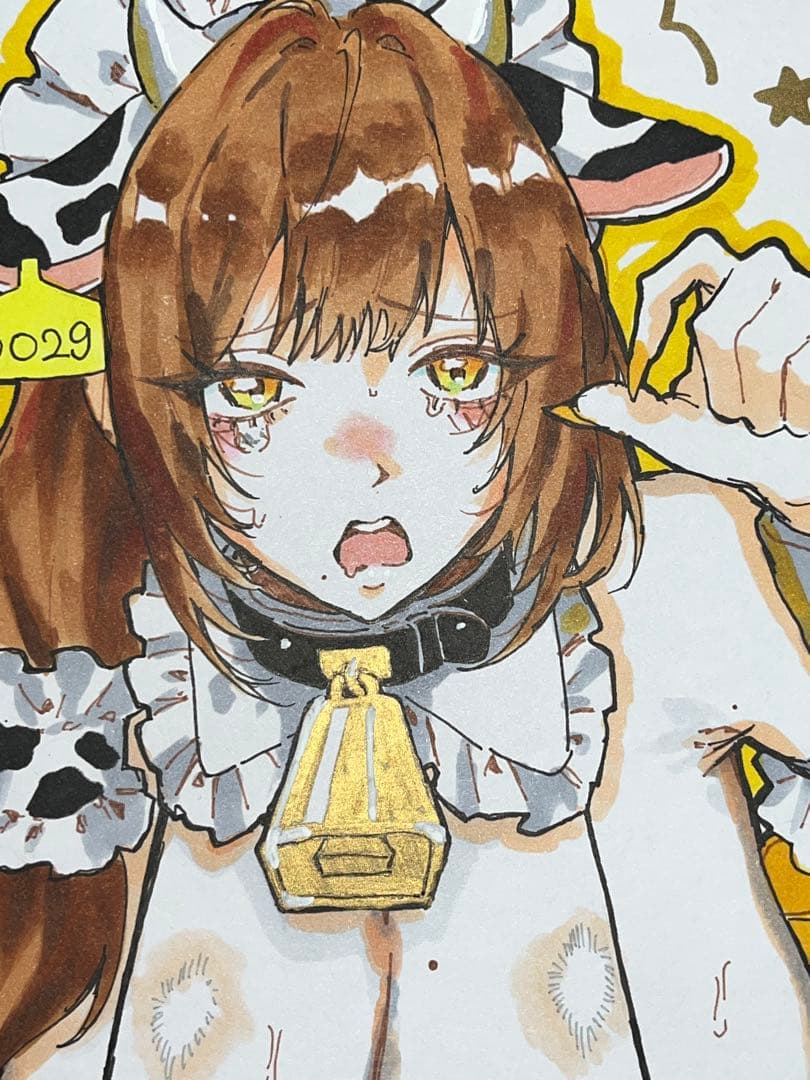 アナログ オリジナルイラスト 手描きイラスト 【一点物】 【色紙