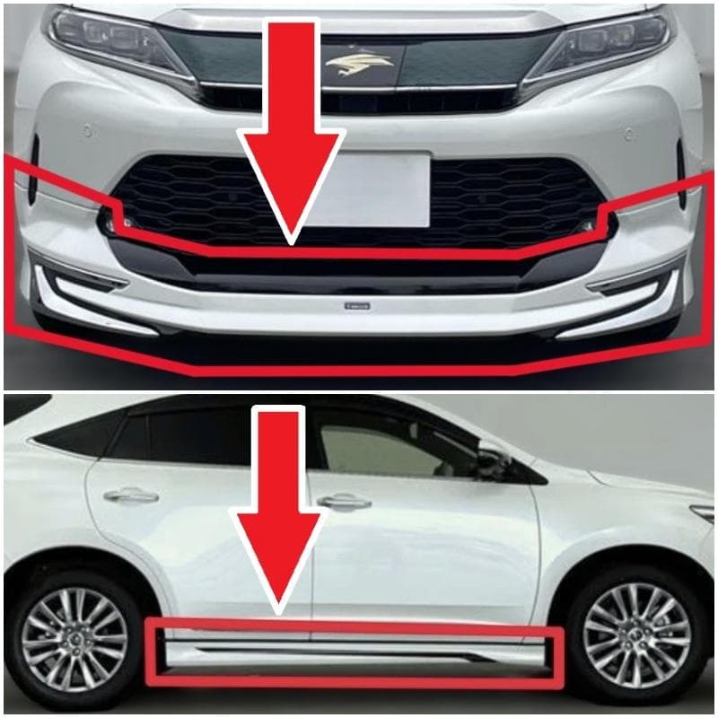 モデリスタ ハリアー 60 フロント スポイラー ver.1 サイドスカート 白