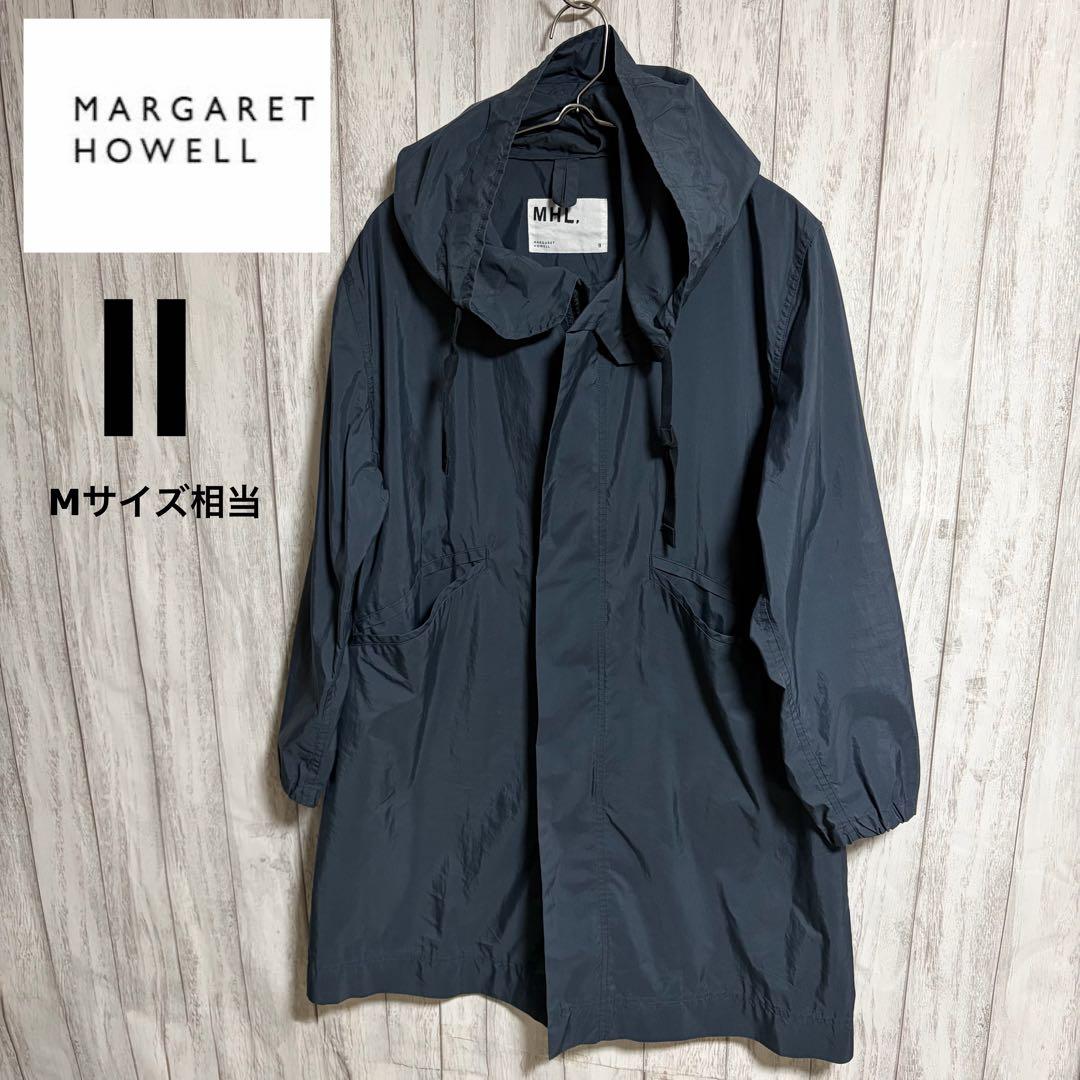 MHL. マーガレットハウエル コットンナイロン フーデッドコート 紺