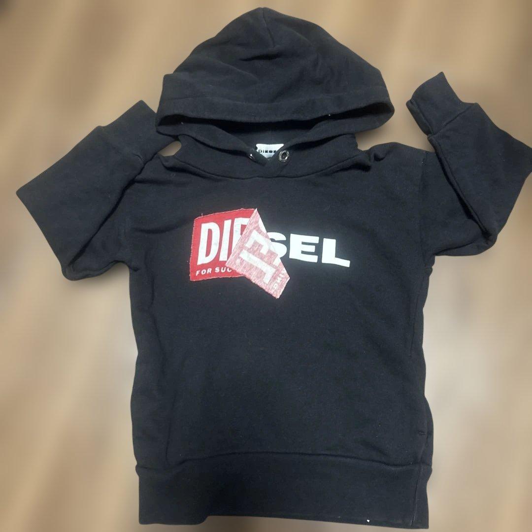 DIESEL ブラックパーカー フード付き - メルカリ