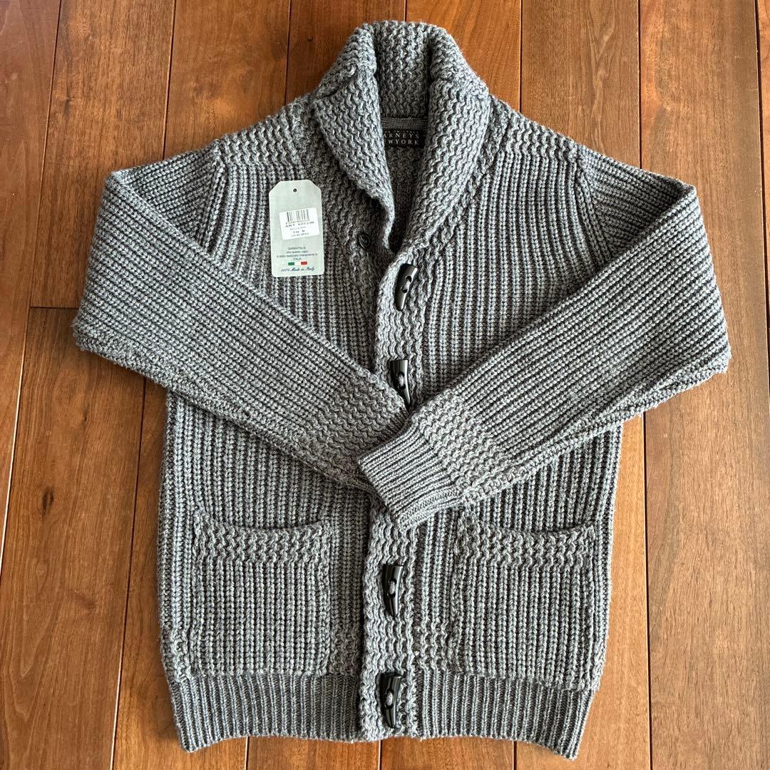 極美品 バーニーズニューヨーク ショールカラーカーディガン グレー S