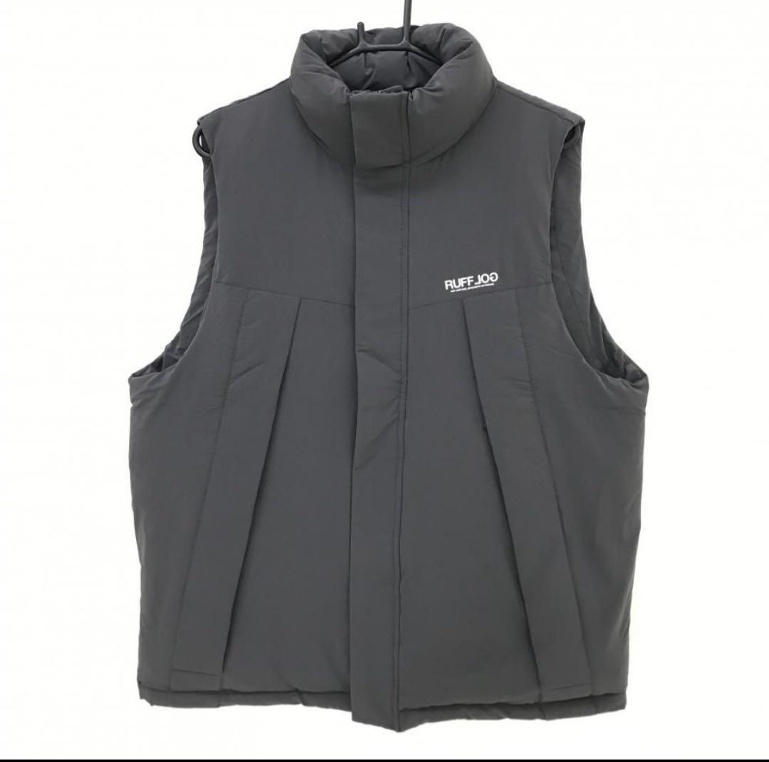 ラフロッグ】極美品 中綿ベスト グレー ビックロゴ 2XLサイズ メンズ