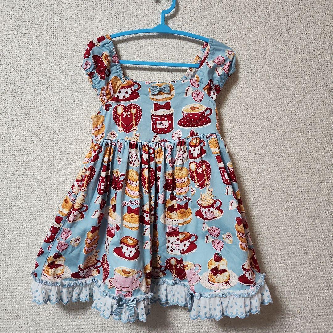 シャーリーテンプル　カフェプリント　限定　ワンピース Restock ♡ シャーリーカフェプリントワンピース♡ サックス ♡ 2023.8