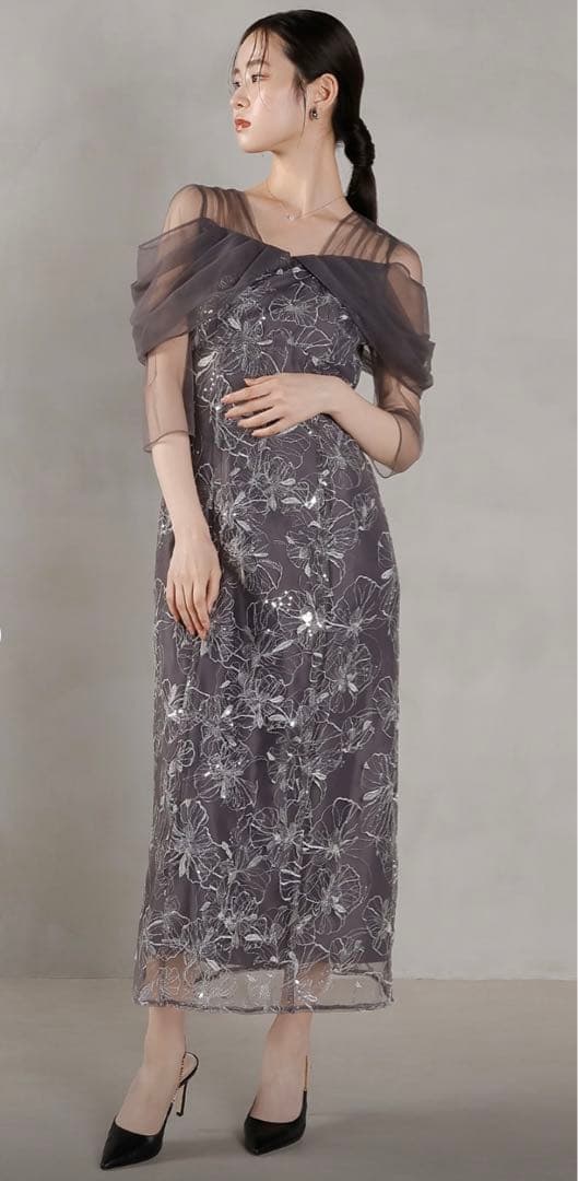 チュールドレープ スパンコール パーティードレス オケージョンドレス GIRL DRESS FOR NOW ドレス チュール ドレープ スパンコール ドレス