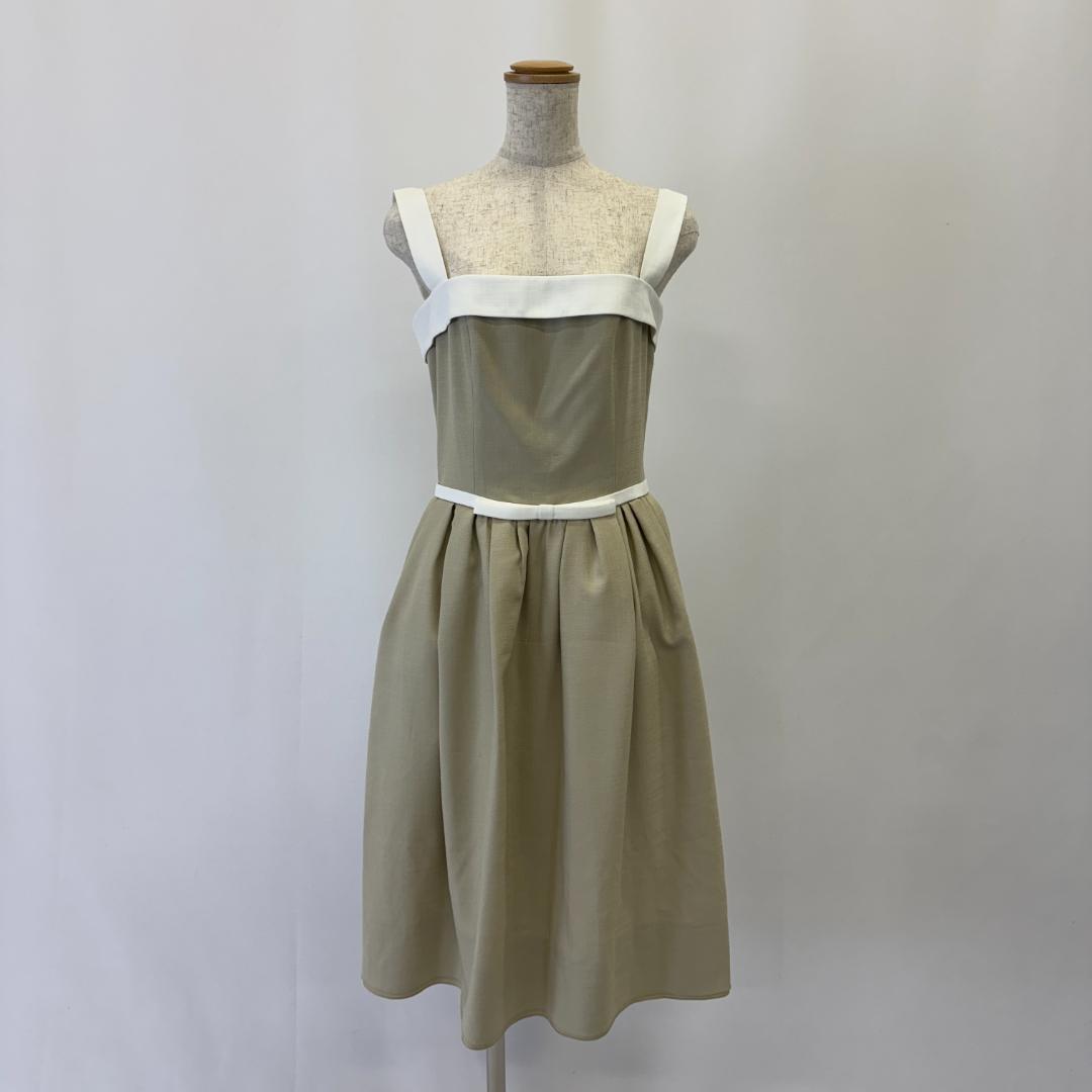 訳あり特価 フォクシーニューヨーク バイカラーワンピース 40 ベージュ