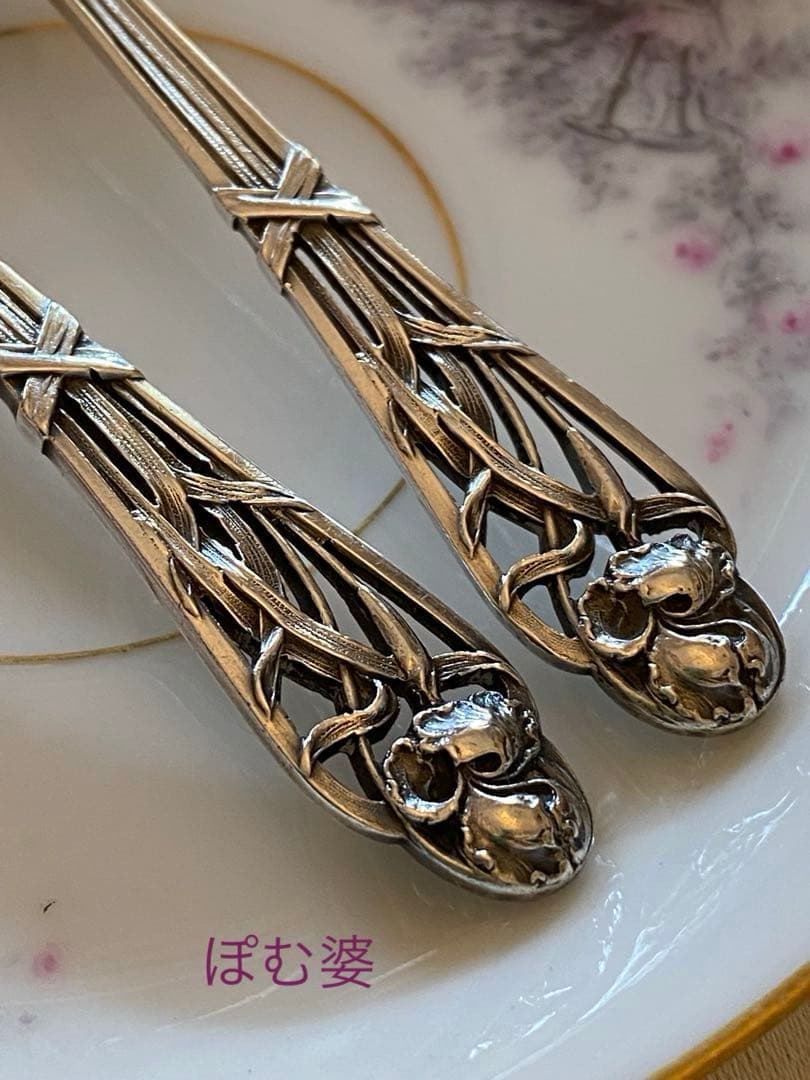 フランス／Henin & Cie】純銀／コーヒースプーン 1本 「アイリス