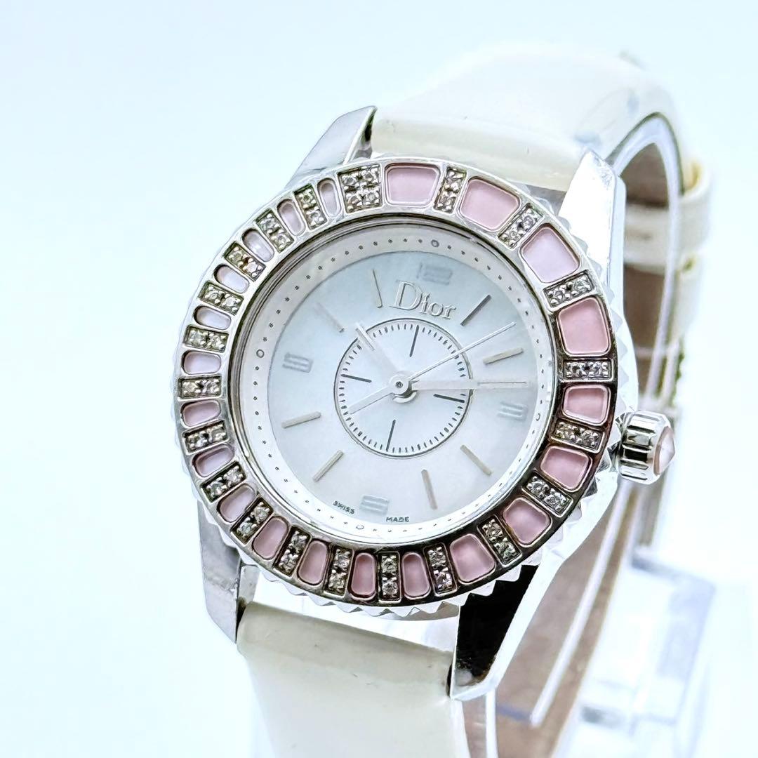 美品✨ ディオール 腕時計 クリスタル ダイヤベゼル ピンク クォーツ