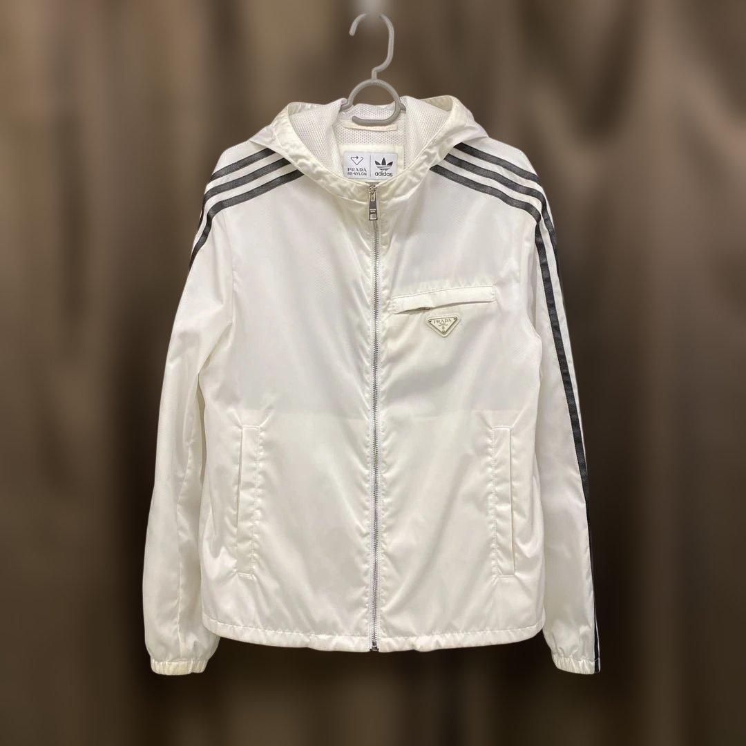 PRADA × adidas コラボ ナイロンジャケット ホワイト 三本ライン