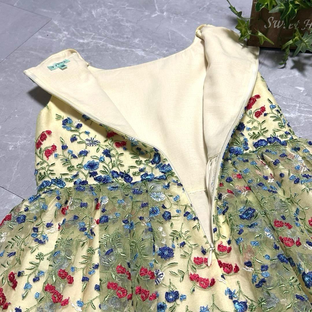 fine様専用】バンビーニ ドレス ワンピース 花柄 刺繍 黄色 ノースリーブ