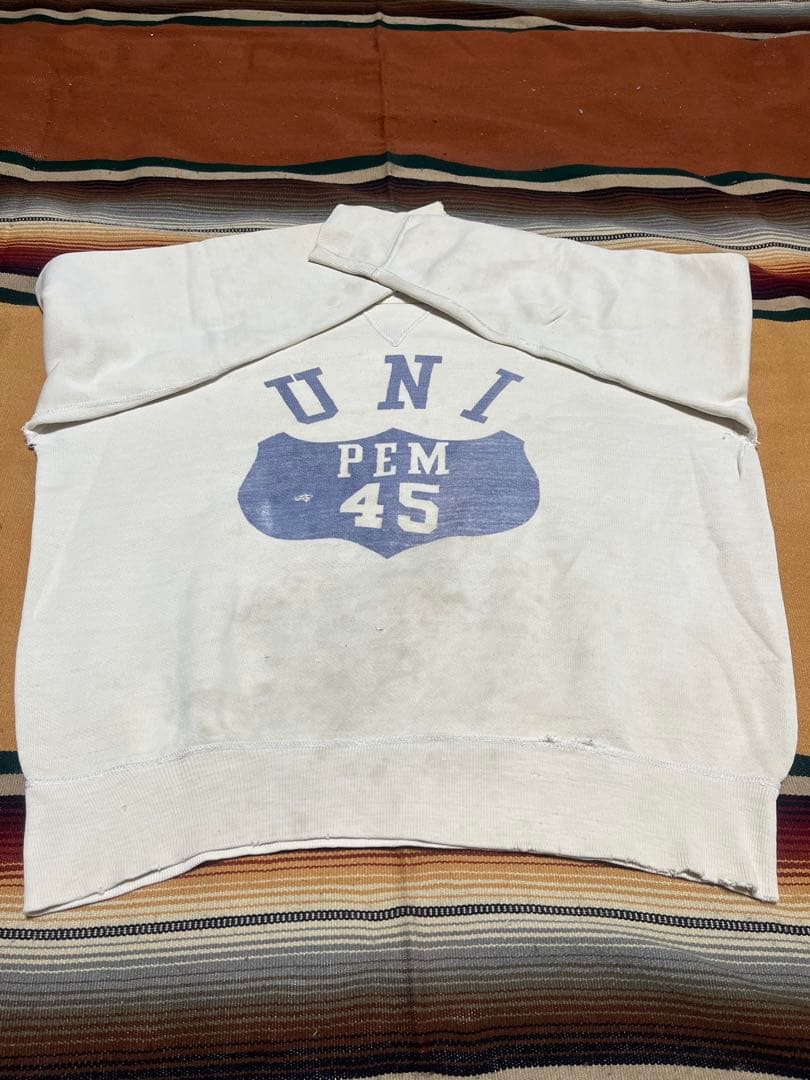 50s USA製 Russell スウェット \"UNI\" 前V 染み込み ボロ