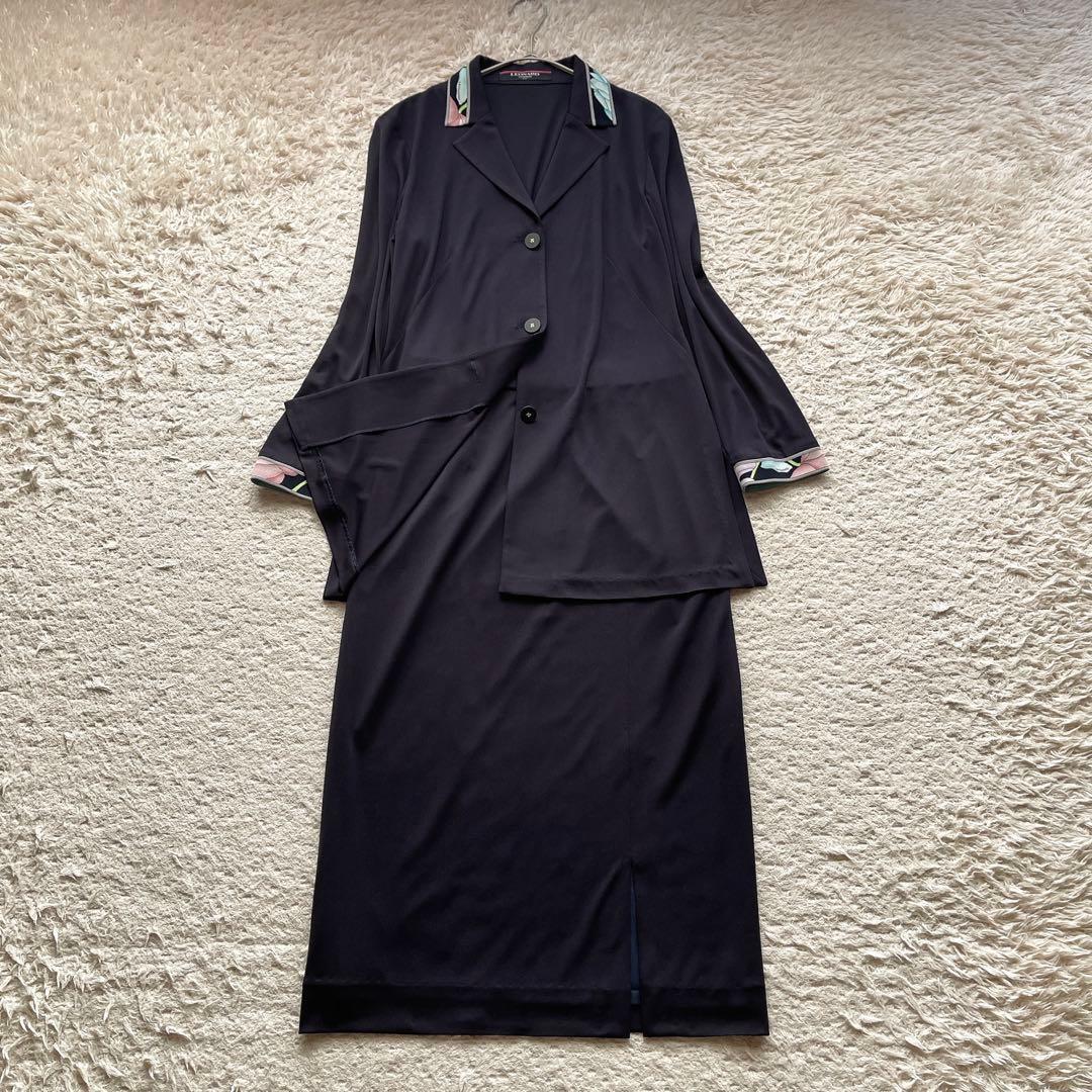 レオナール セットアップ スーツ フラワートリム カンカン素材