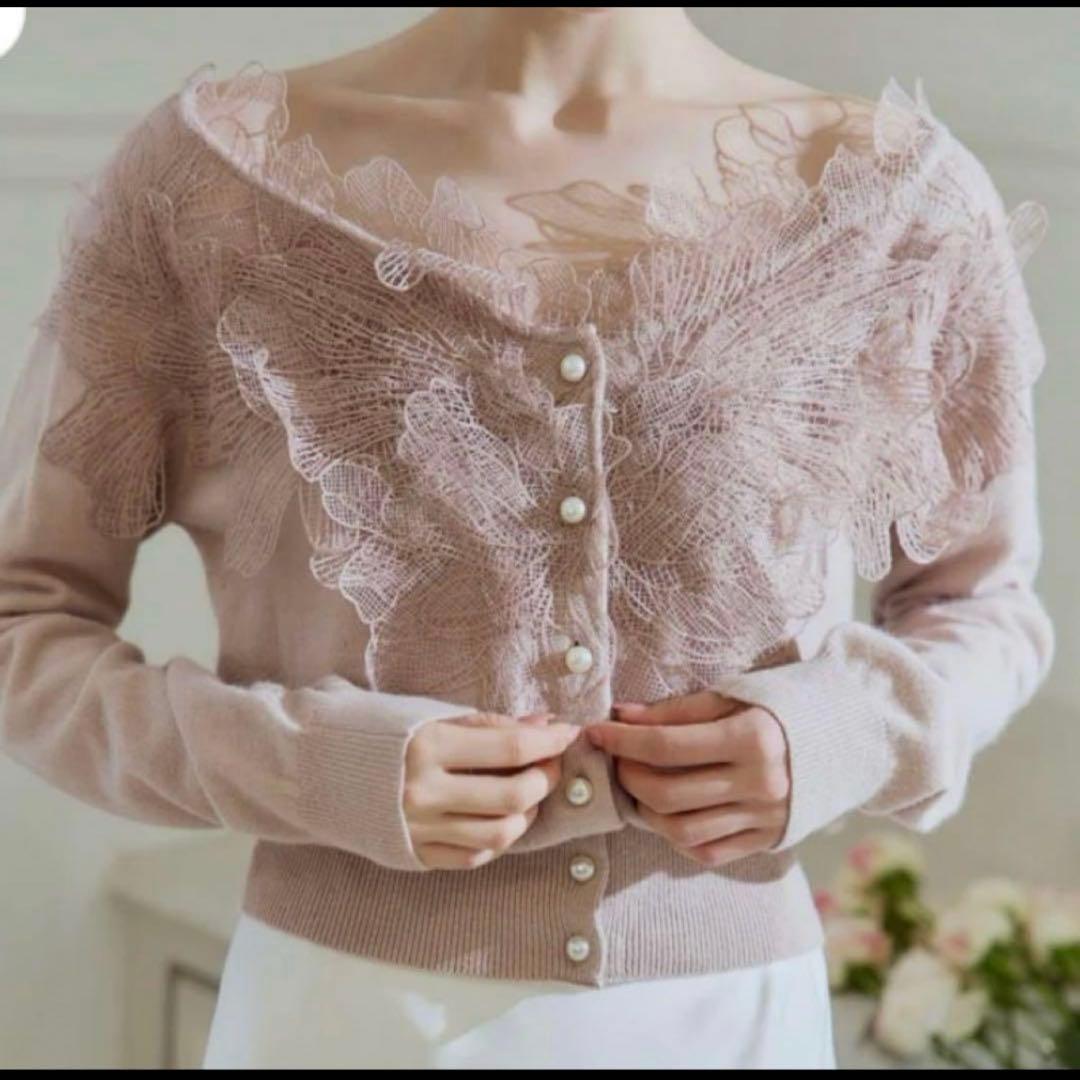 polaura レースフリルカーディガン ピンク 新品未開封 ポローラ 新作