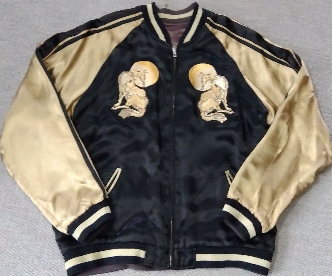 花旅楽団 スプリクト リバーシブルスカジャン 月見狐柄 レーヨン製sizeL