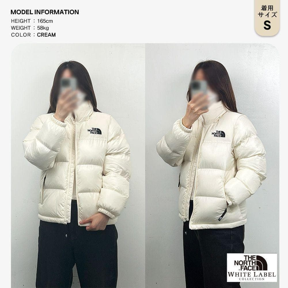 L/クリーム/韓国ヌプシ ダウンジャケット/レディース/ザノースフェイス
