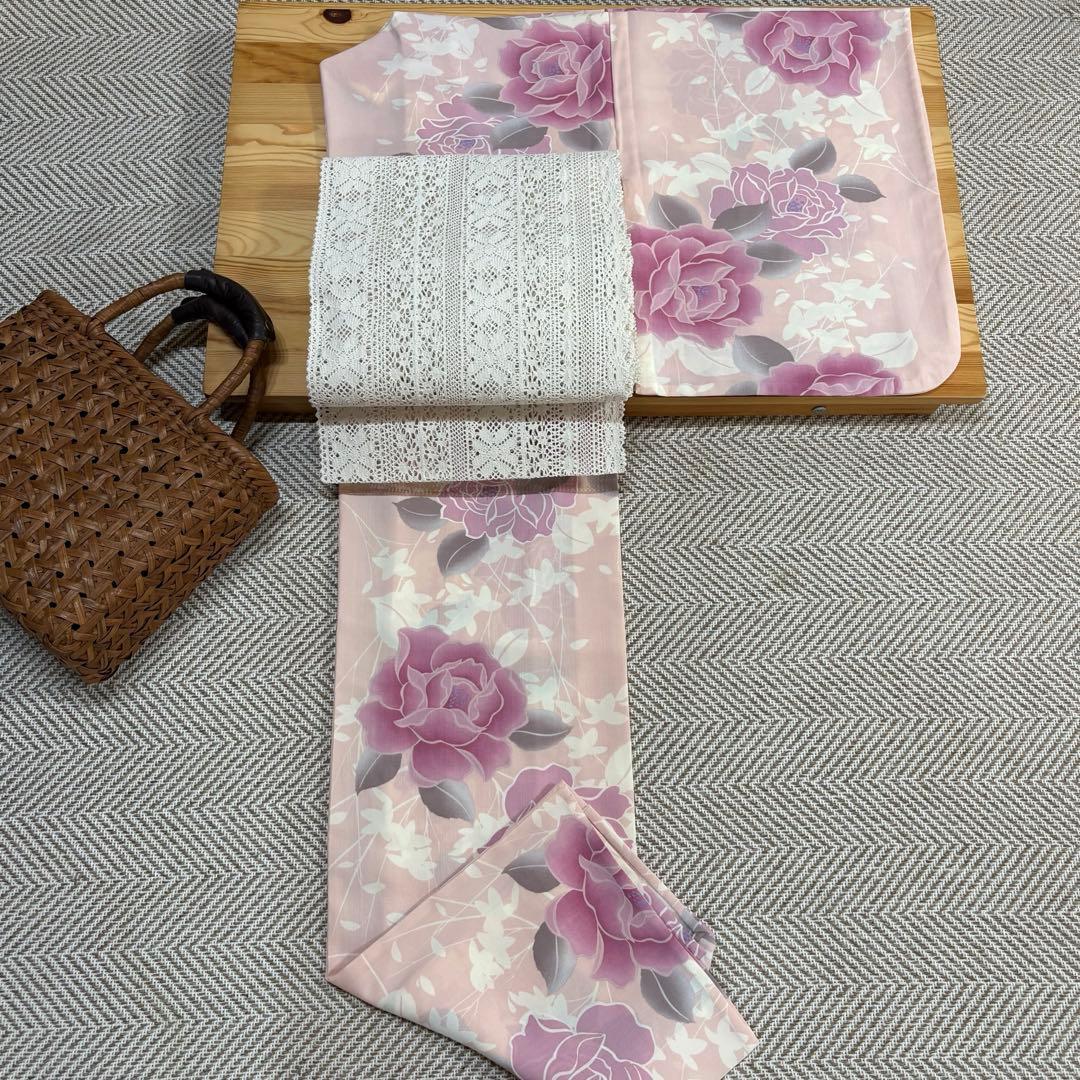 撫松庵 セオα 浴衣 単衣 薔薇柄 ピンク - メルカリ