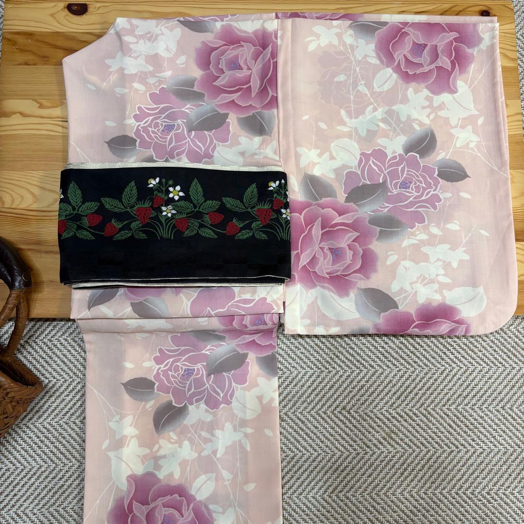 撫松庵 セオα 浴衣 単衣 薔薇柄 ピンク - メルカリ