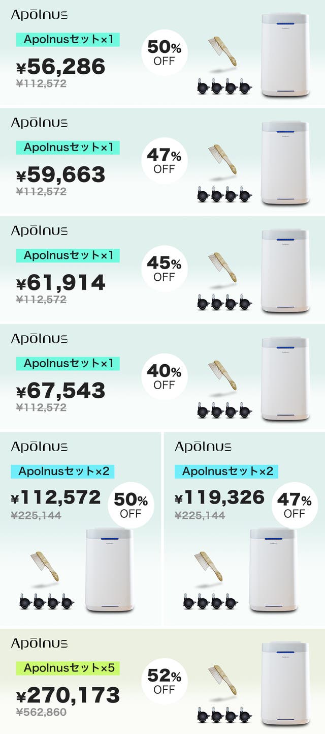 5段階フィルターで花粉も徹底撃退！フィルターも交換不要！Apolnus