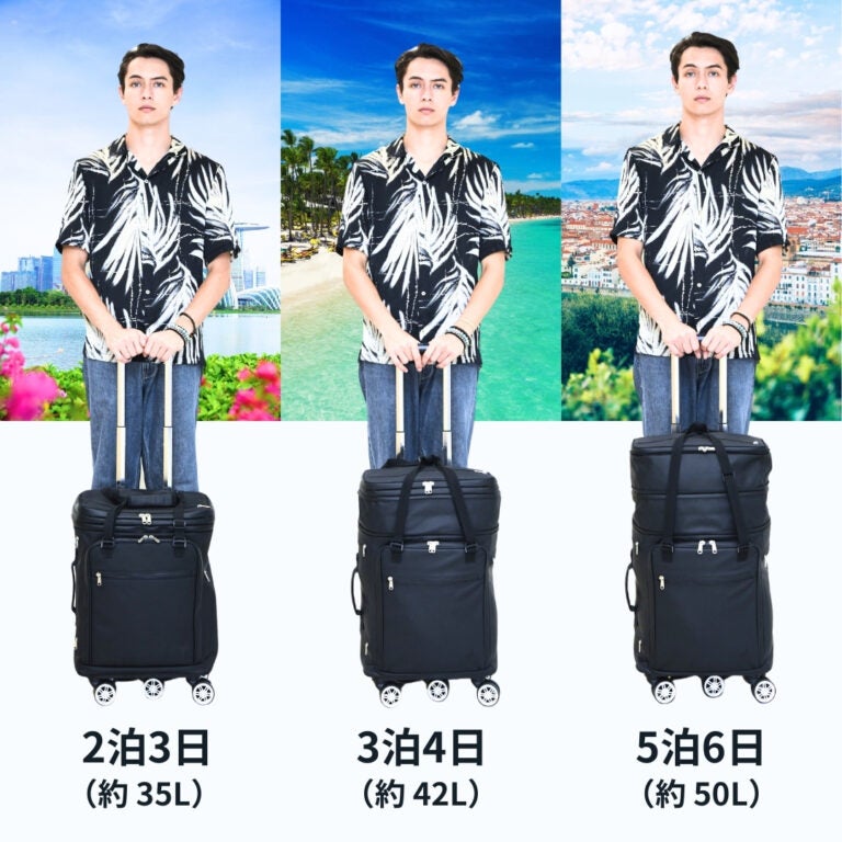 機内持ち込みから5泊まで！1つで6役、変幻自在の多機能スーツケース