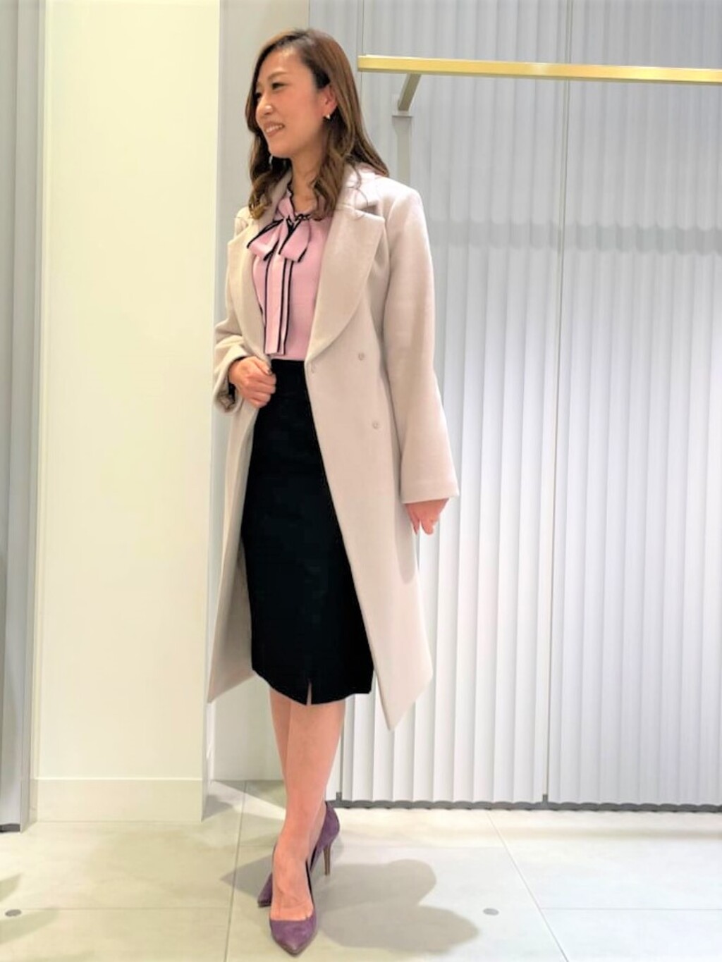 ピンキーアンドダイアン✴︎Wクロスショートビーバーベルテッドコート