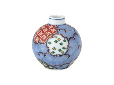 源右衛門窯 染錦水鳥図 角平銘々皿 / げんえもんがま 染錦水鳥図 角平