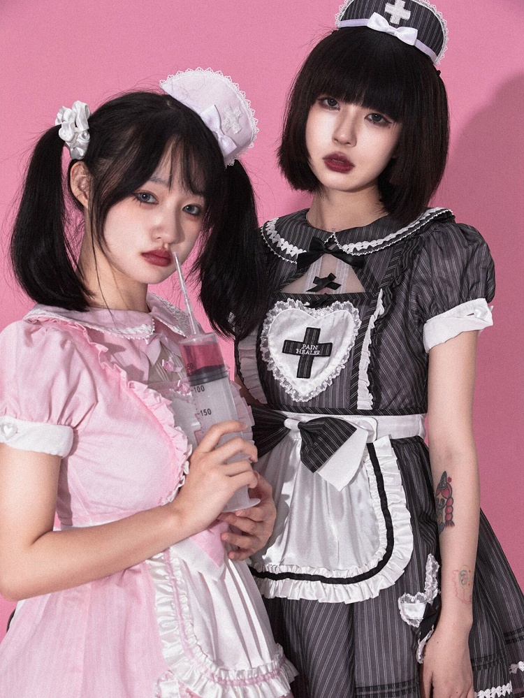 Showa Hospital Peter Pan Collar Short Sleeves Nurse Lolita Dress OP