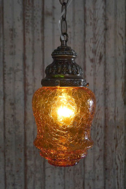 アンティーク 小型アンバーガラス 吊り下げランプ - STAGE ANTIQUE