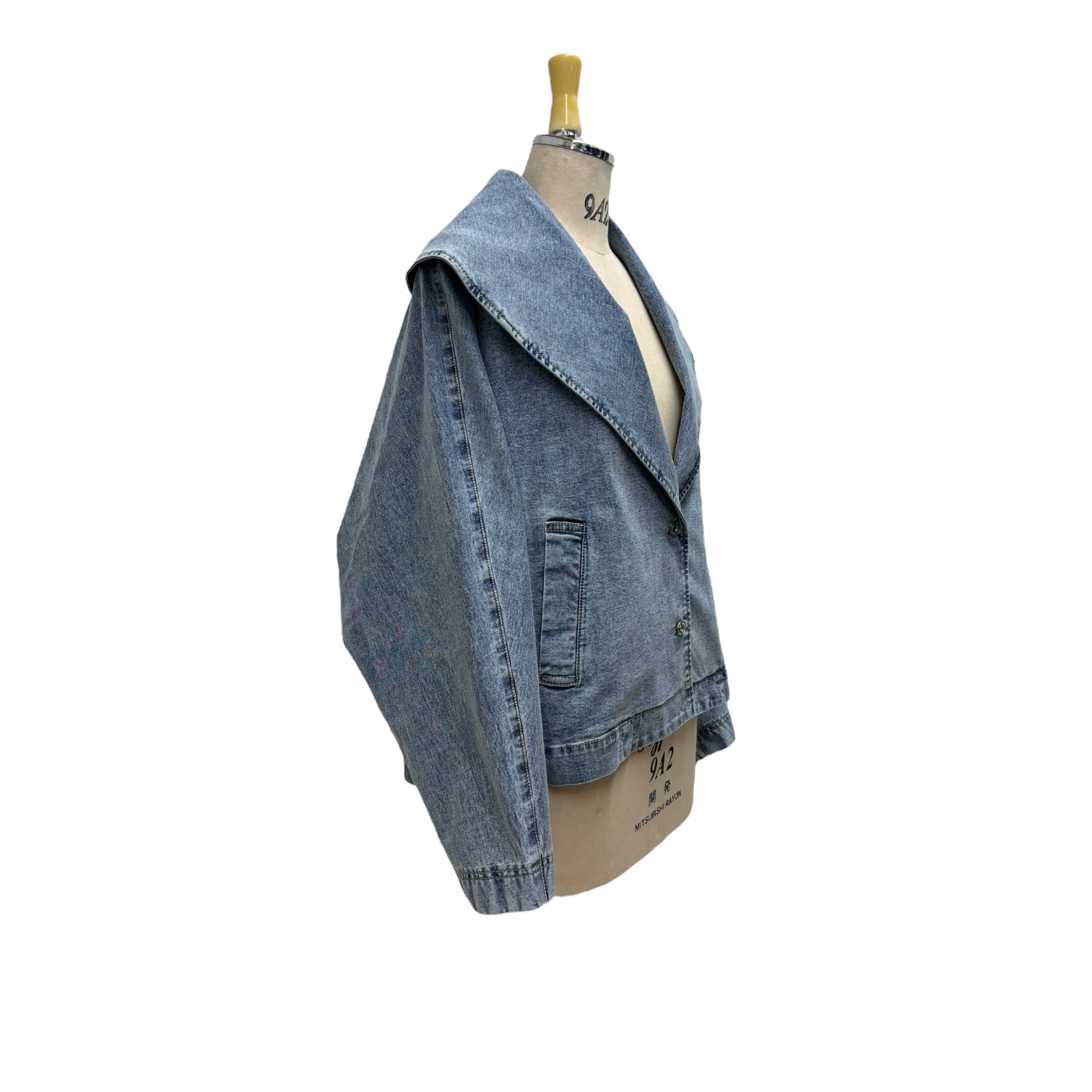 ayane】ショールカラーデニムダブルジャケット/816314