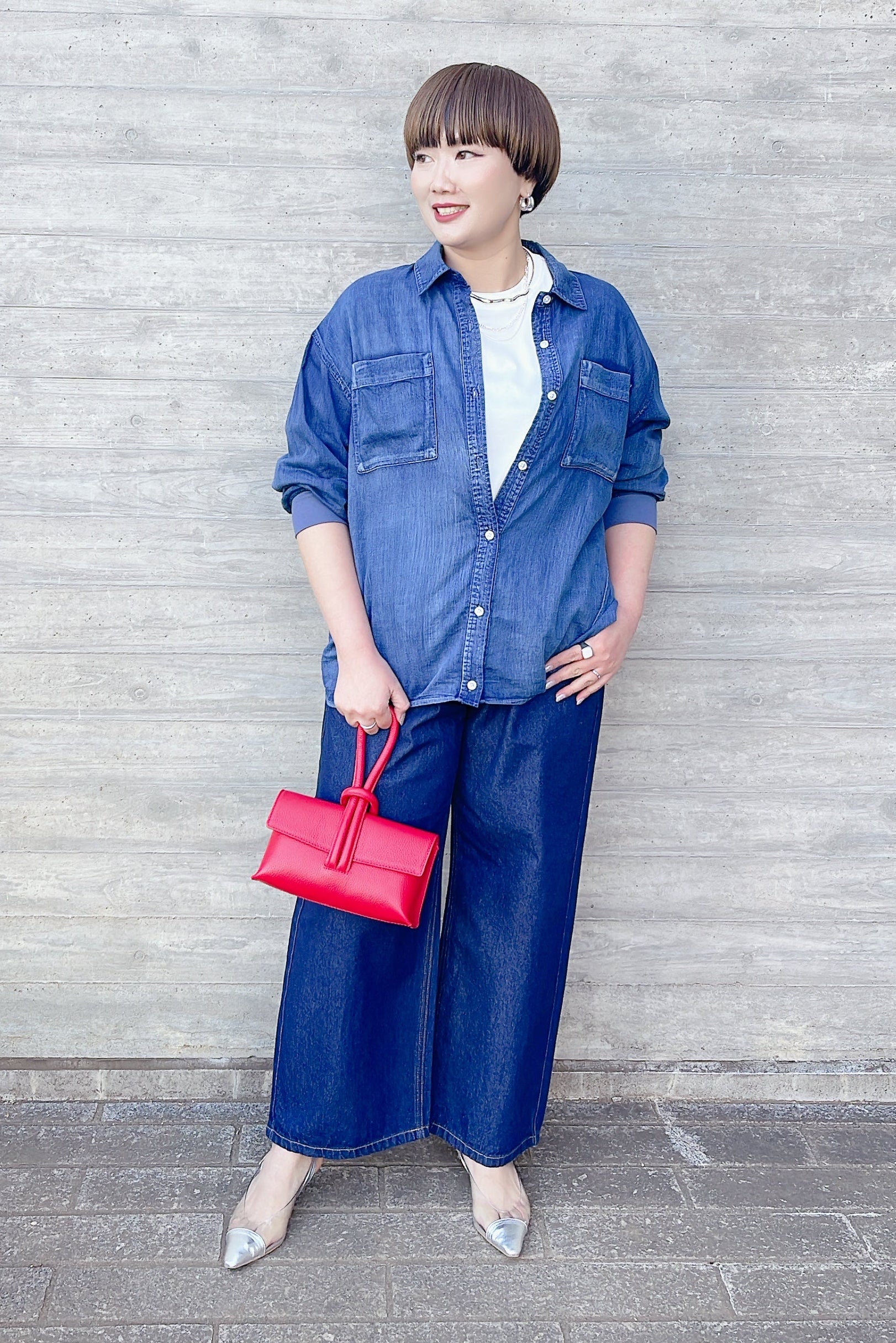 Dignite Collier】タックワイドデニムパンツ/ 80254032